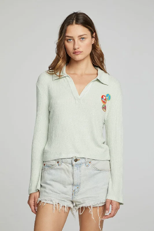 Women's High-Neck BlouseWoodstock - Patches