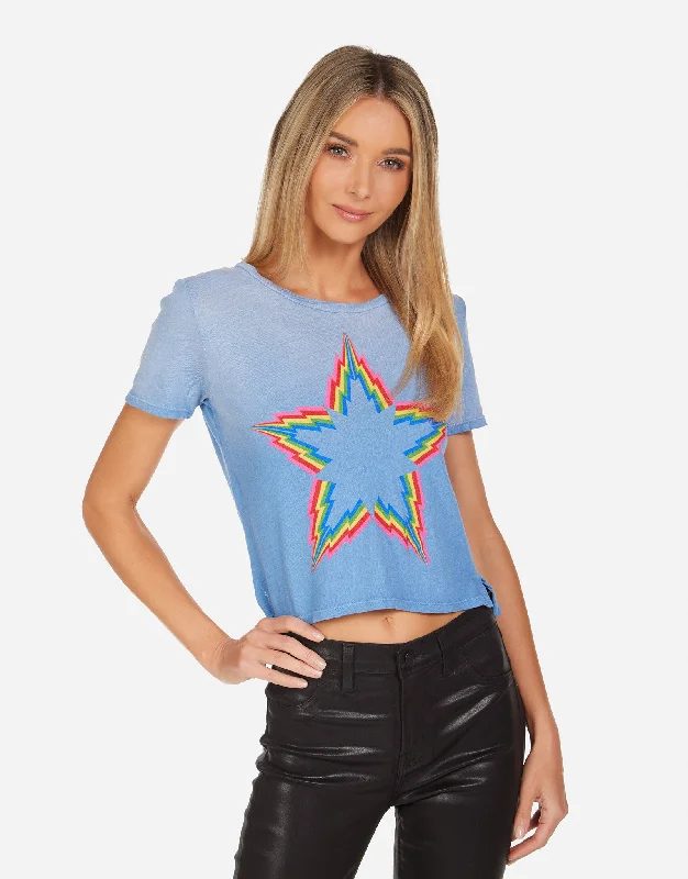 Women's Blouse with Sweetheart CollarAdeline Rainbow Lightning Star