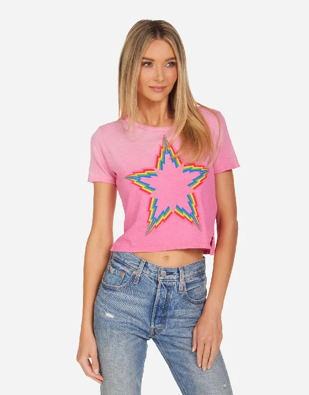 Women's Blouse with Mandarin CollarAdeline Rainbow Lightning Star