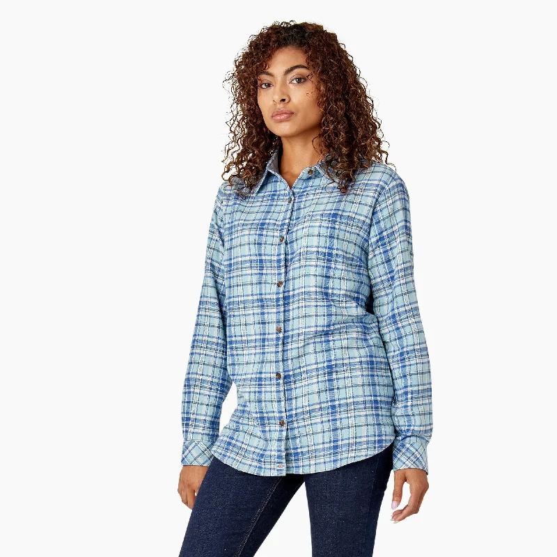 Women's High-Neck BlouseDickies Women's Plaid Long Sleeve Flannel Shirt