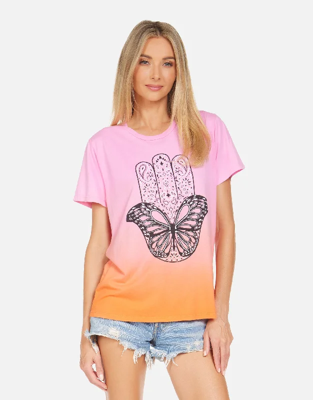 Women's Blouse with Shirt CollarWolf Butterfly Hamsa