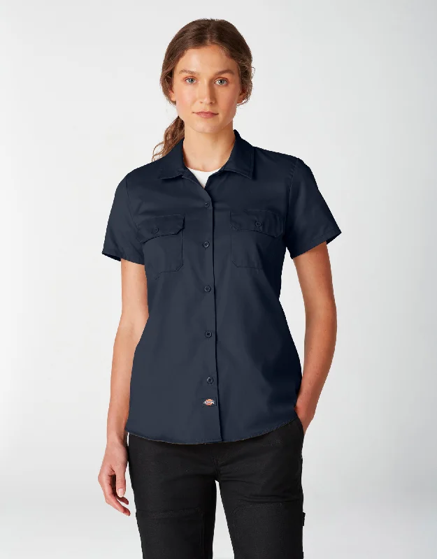 Women's Blouse with V-Shaped CollarDickies Women's FLEX Short Sleeve Work Shirt