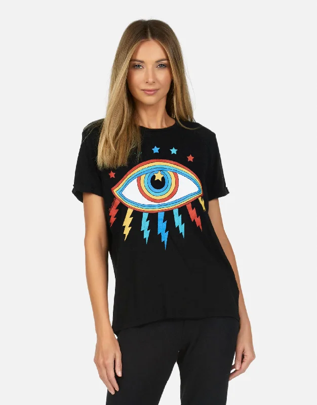 Women's Blouse with U-Shaped CollarEdda Rainbow Lightning Eye