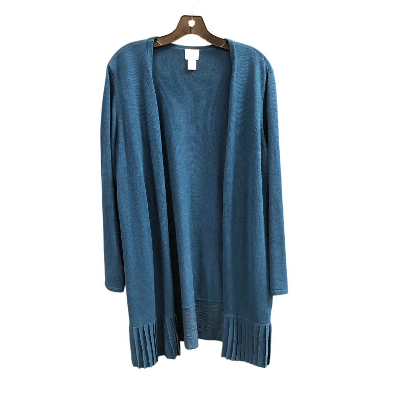 Women's Bosnian Wool SweatersCardigan By Chicos In Teal, Size: L