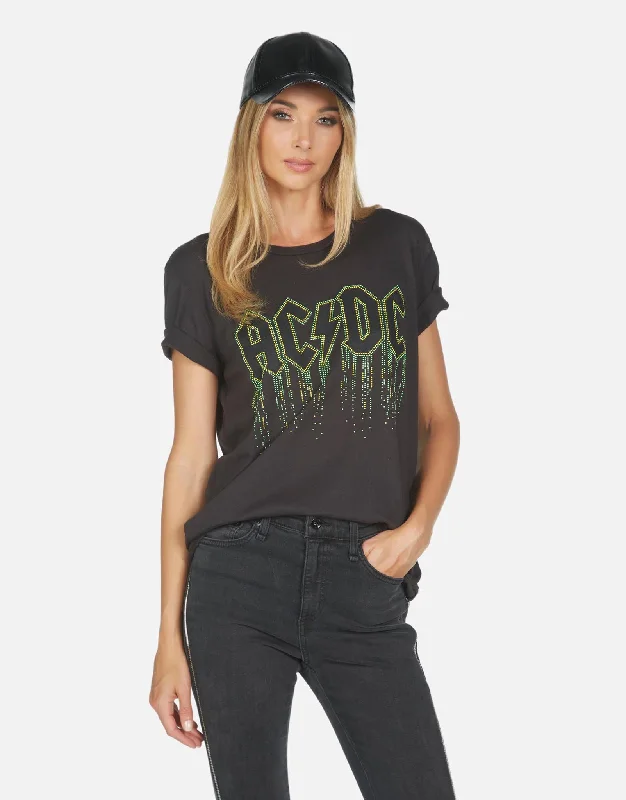 Women's Blouse with PatchesWolf AC/DC Neon Stud