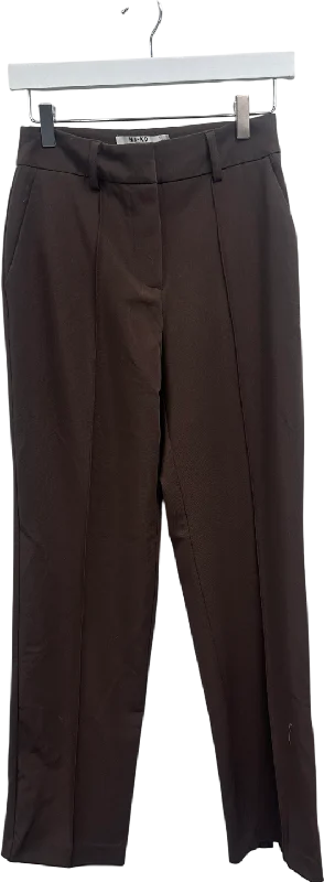 Women's V-Shaped Collar SweatersNA-KD Brown Tailored Mid Waist Suit Pants UK 8