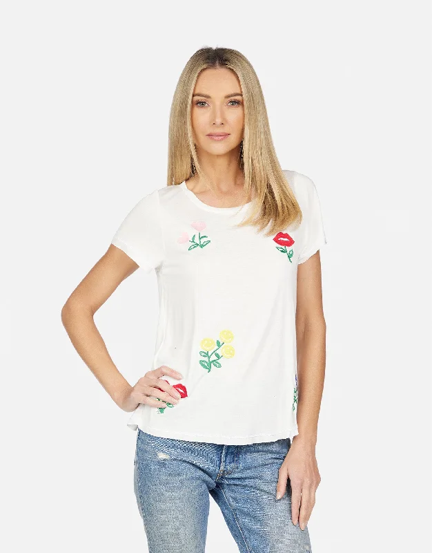 Women's Blouse with Square NeckBernadette Happy Floral Embroidery