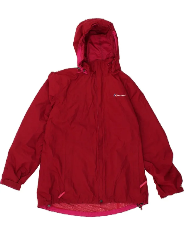 Women's Duffle CoatsBERGHAUS Womens Hooded Rain Jacket UK 18 XL  Red Polyester