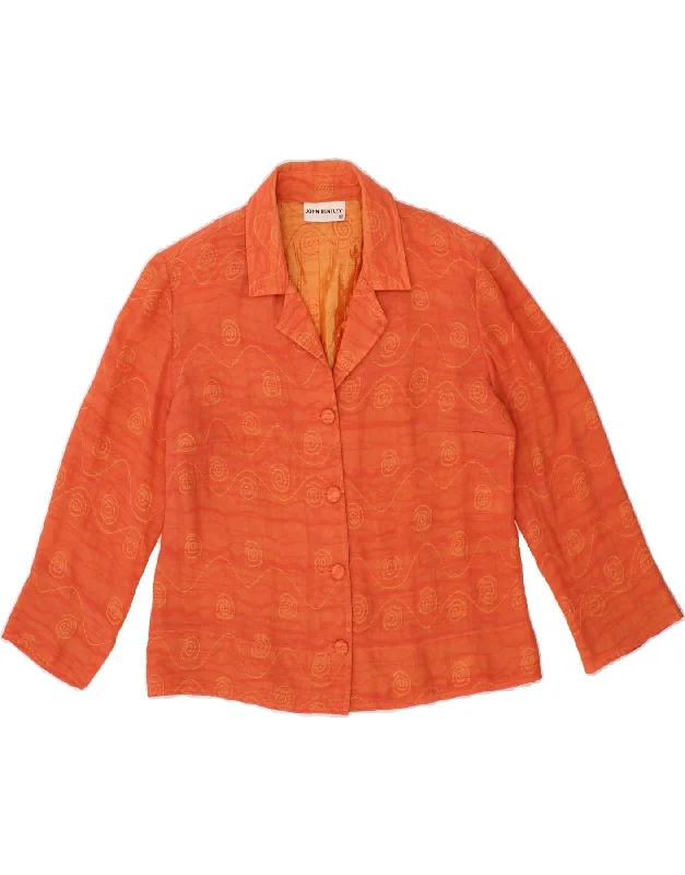 Women's PeacoatsVINTAGE Womens 4 Button Blazer Jacket UK 10 Small Orange Polyamide