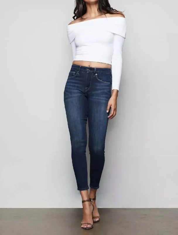 Women's Jodhpurs with Straight LegGood Legs Crop Stretch Denim High Rise Jeans In Blue