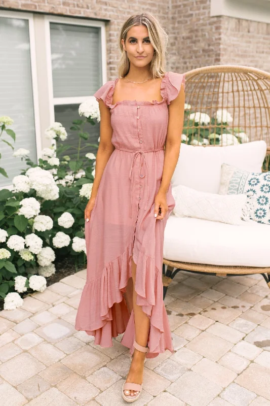 Women's Jumpsuits with ZipperBlush Off the Shoulder Button Down High Low Maxi