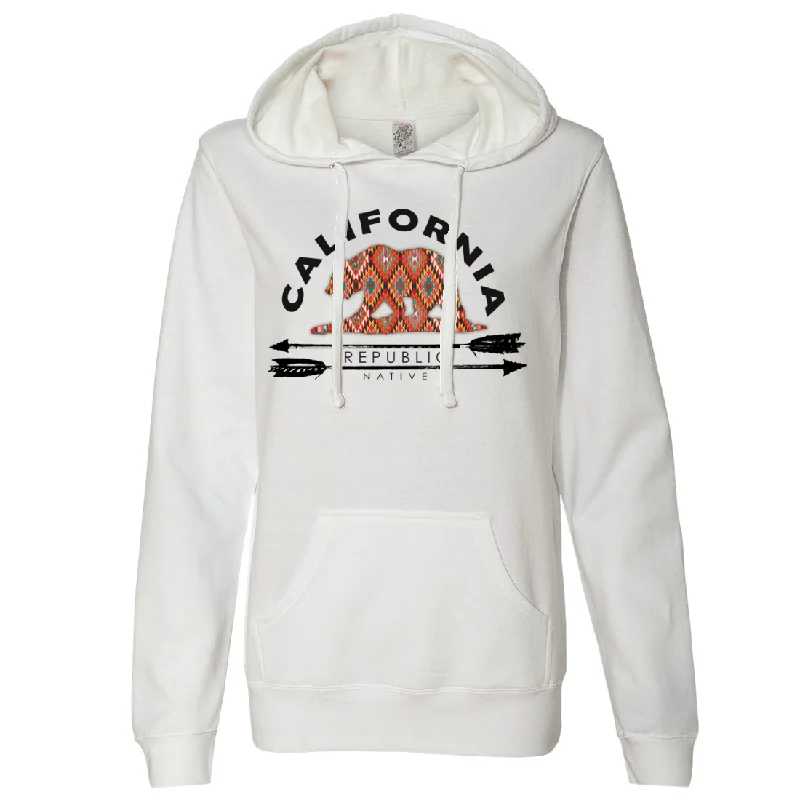 Women's Hooded Sweatshirts with Geometric LiningCalifornia Republic Native Ladies Lightweight Fitted Hoodie