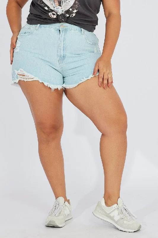 Women's Semi-Formal ShortsDenim Relaxed Shorts High Rise