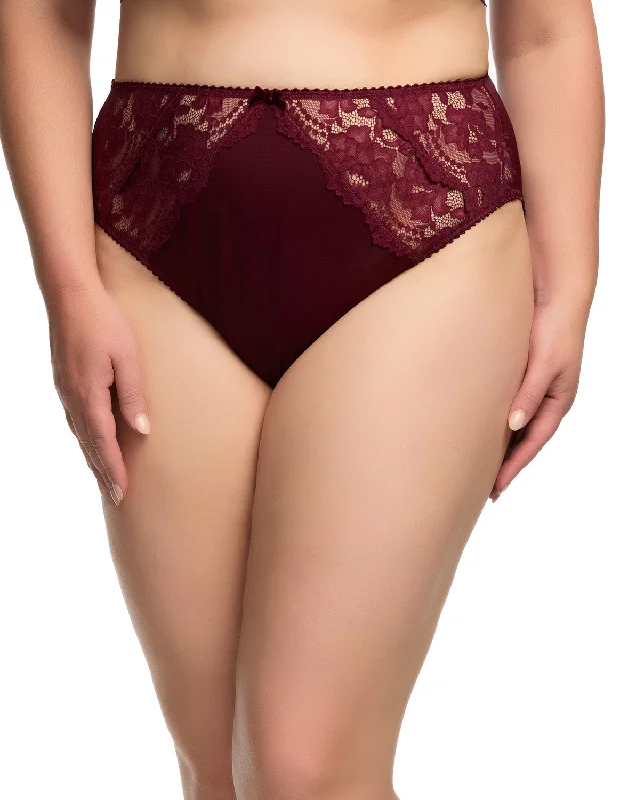 plus-size lace panties with tummy controlCora Full Brief - Bordeaux