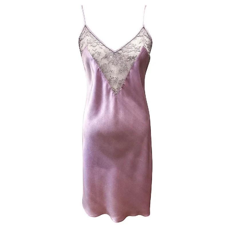 women's pajamas with a timeless appealPink Silk backless slip w/ French lace