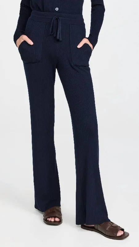 Women's Jodhpurs with V-Shaped CollarGeorgie Rib Cashblend Long Pant In Navy