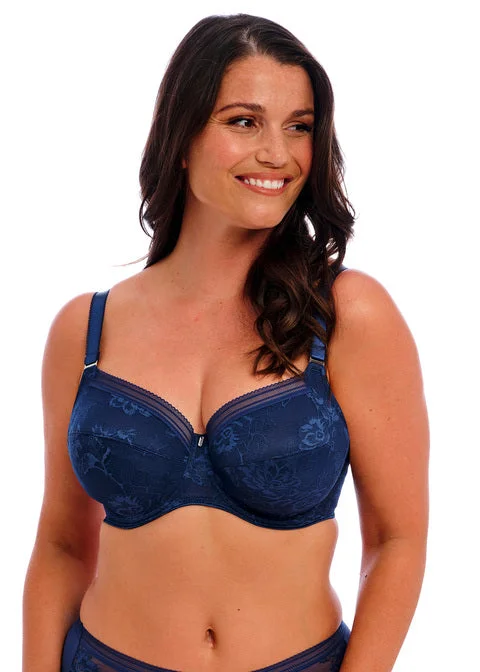 front-closure bra for easy dressingFusion Lace French Navy Uw Full Cup Side Support Bra