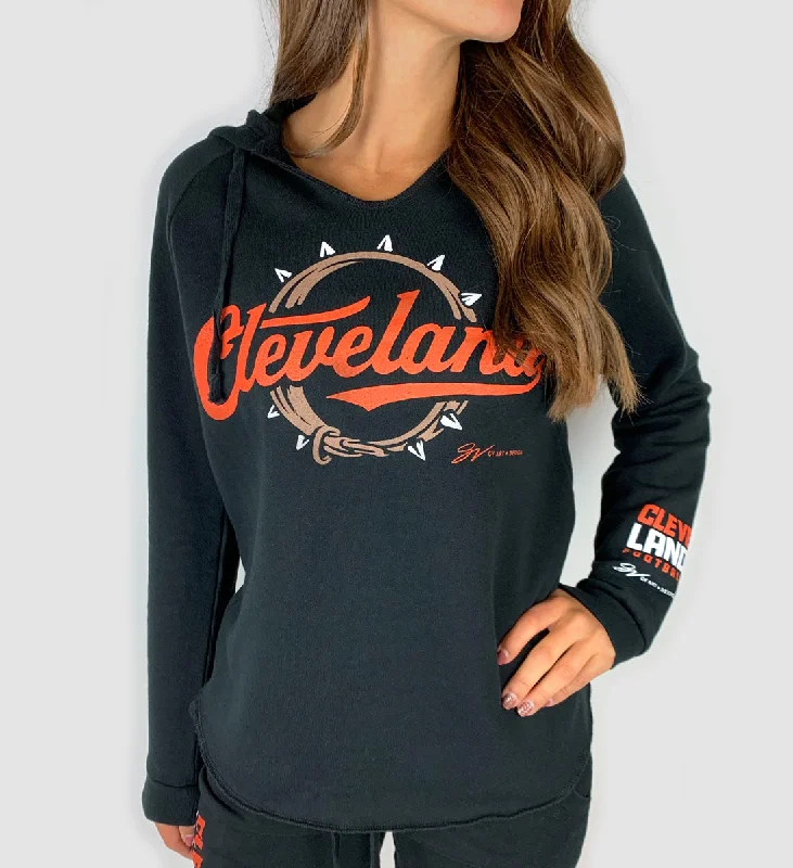 Women's Blouse with U-Shaped CollarWomens Cleveland Football Script Hooded Sweatshirt