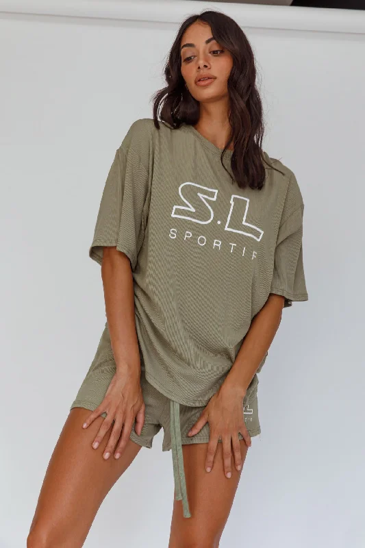 Women's Blouse with Mandarin CollarOn Track SL Logo T-Shirt Khaki