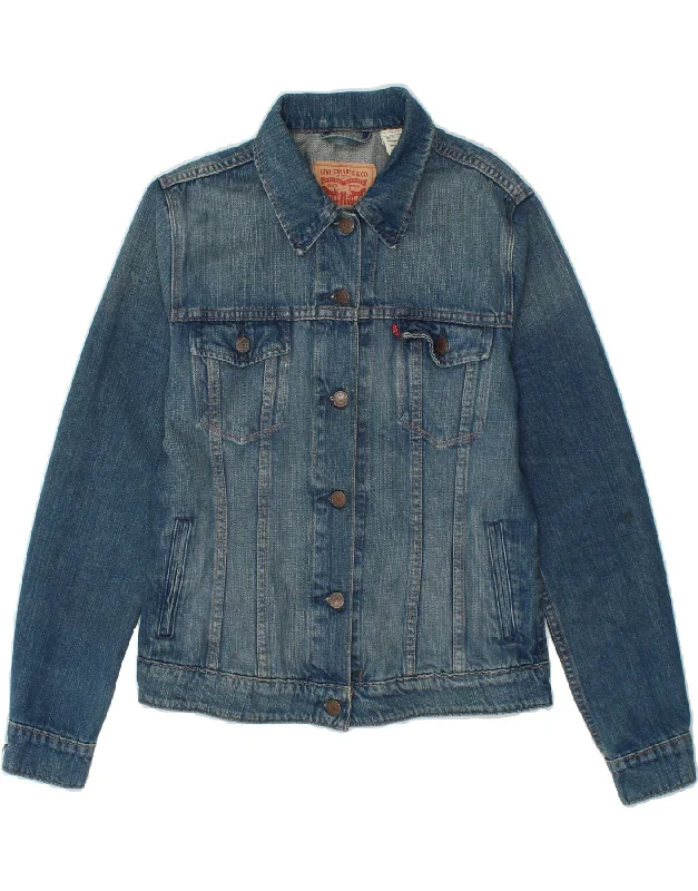 Women's Coats with Fur TrimLEVI'S Womens Denim Jacket UK 12 Medium Blue Cotton