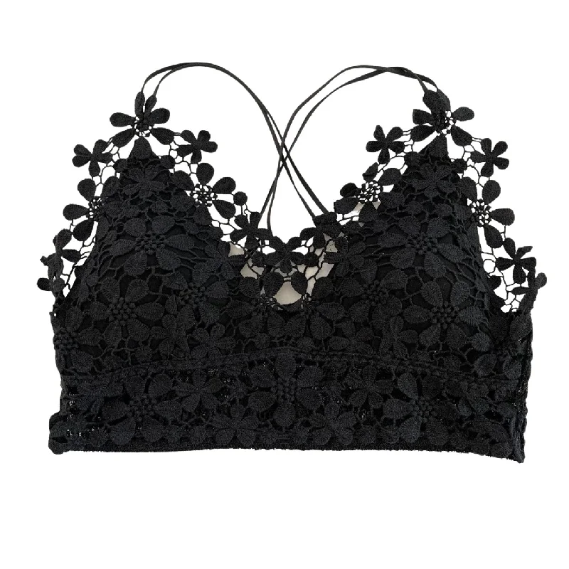 strapless bra with silicone stripsPlus Size Black Daisy Lace Bralette