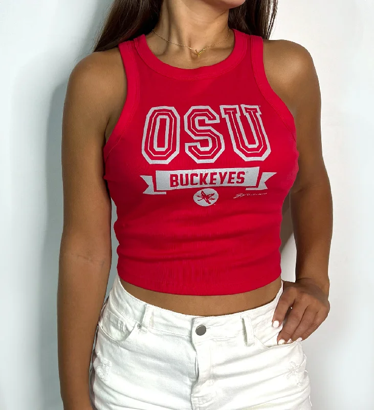 Women's Blouse with Narrow CollarWomens OSU Outline Micro Rib Tank