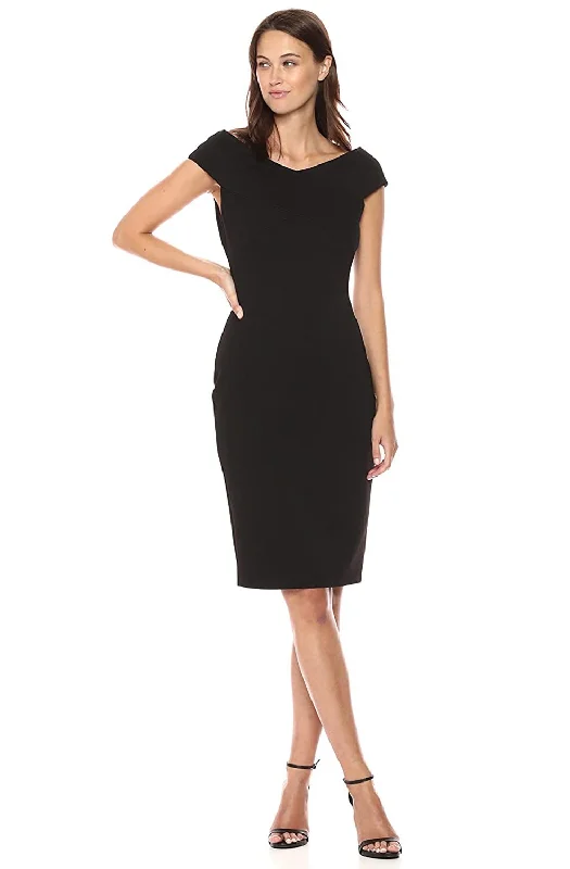 Women's Shawl Collar DressesAdrianna Papell - Off Shoulder V Neck Bodycon Dress AP1D102444SC