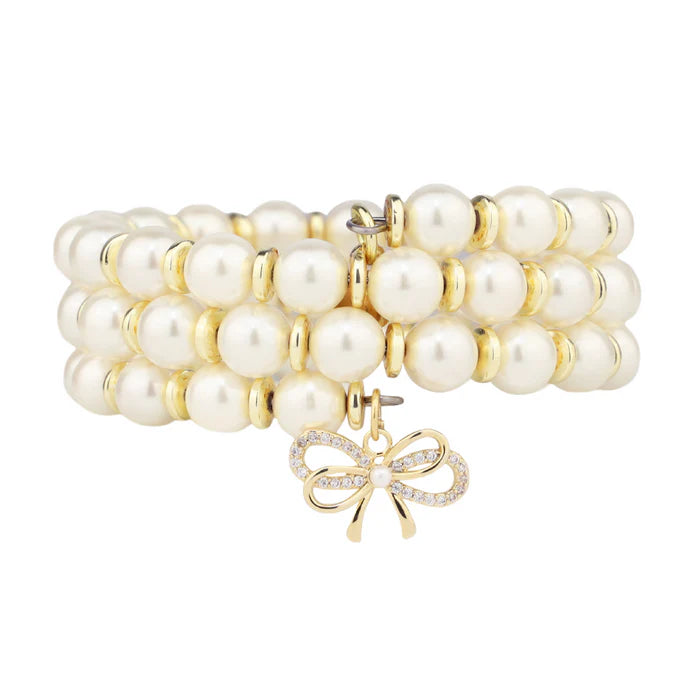 Women's Jumpsuits with Narrow CollarBudhaGirl White Pearl Wrap Bracelet