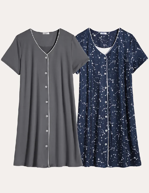 women's pajamas for a night of rest2 Pack Button Down Pajama Dress (US Only)