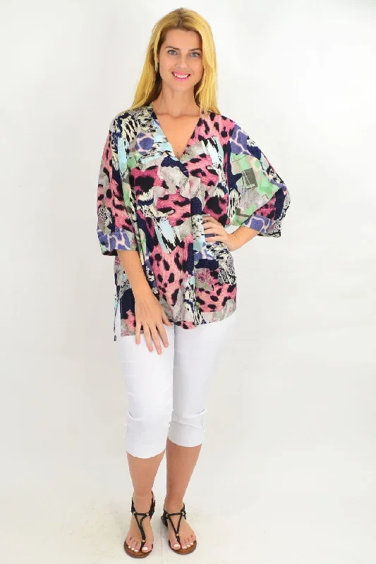 Women's Warm ShortsPink African Safari Tunic Top