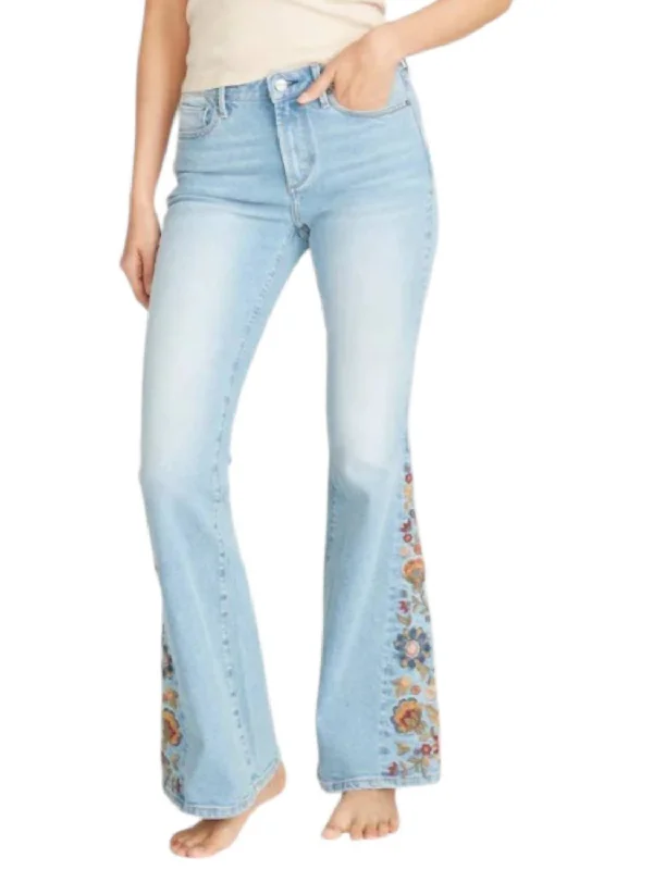 Women's Palazzo PantsFarrah Flare Zen Garden Jeans In Washed Blue