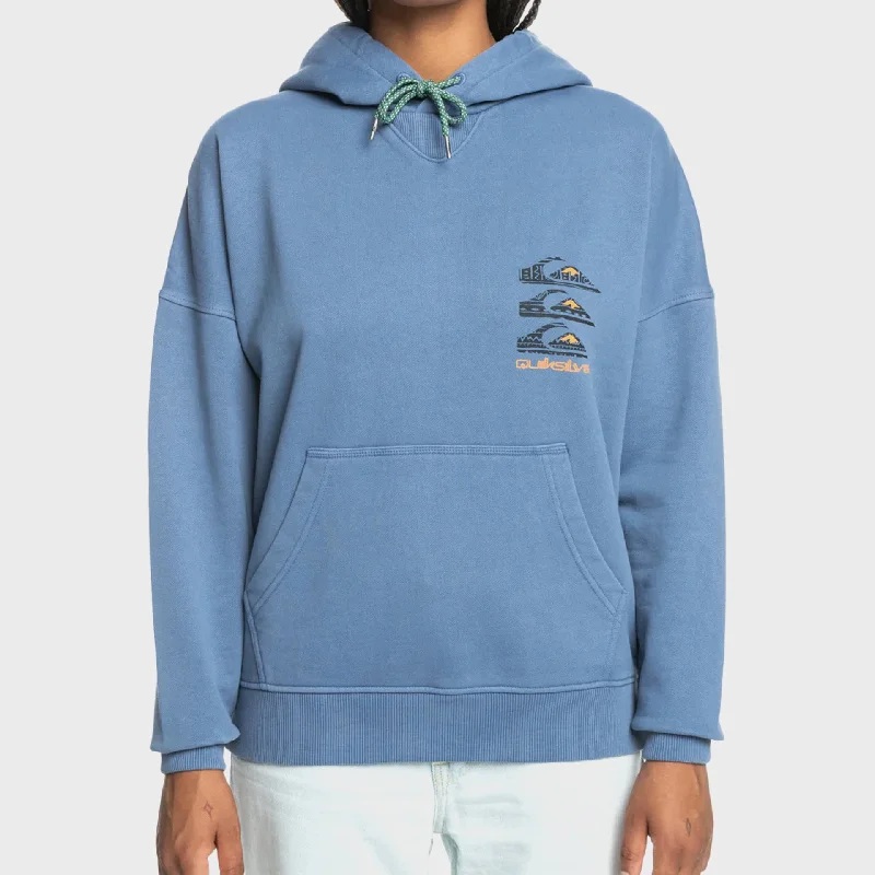 Women's Hooded Sweatshirts with Abstract LiningQuiksilver Womens UNI Pullover Hoodie - Vintage Indigo