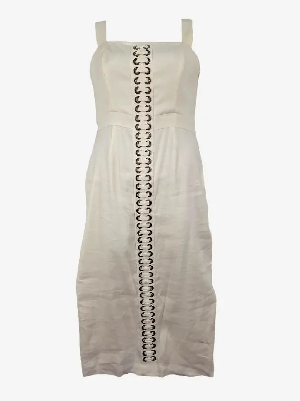 Women's V-Shaped-Neck DressesSass & Bide Edgy Ivory Lace Up Maxi Dress Size 12