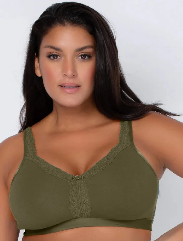 wireless bra with ruched sides for slimmingCotton Luxe Unlined Wireless Bra in Olive