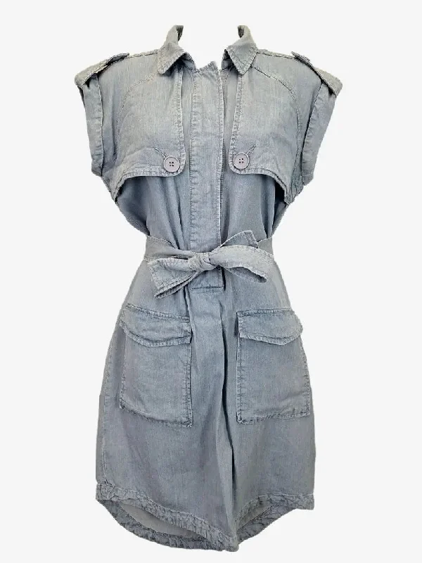 Women's Sweetheart-Neck DressesCountry Road Chambray Casual Oversized Pocket Mini Dress Size 8