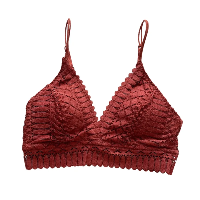 plus-size underwire bra with wide underbandRust Lace Longline Bralette