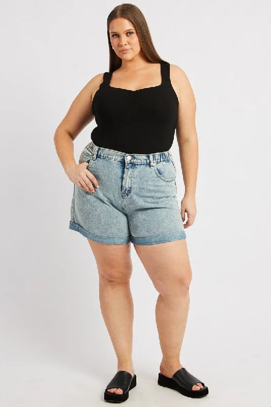 Women's Edgy ShortsDenim Relaxed Shorts High Rise