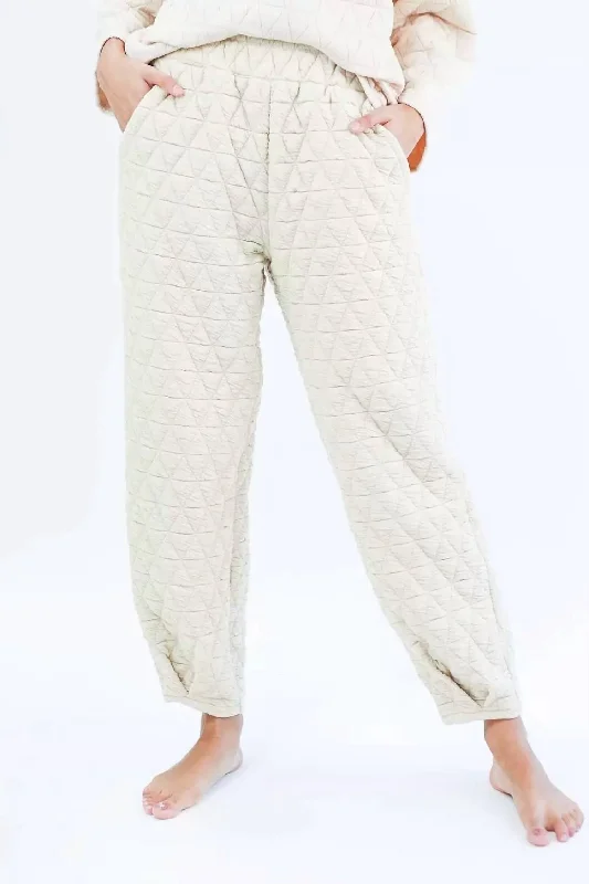 Women's Jodhpurs with Shawl CollarQuilted Jogger In Cream