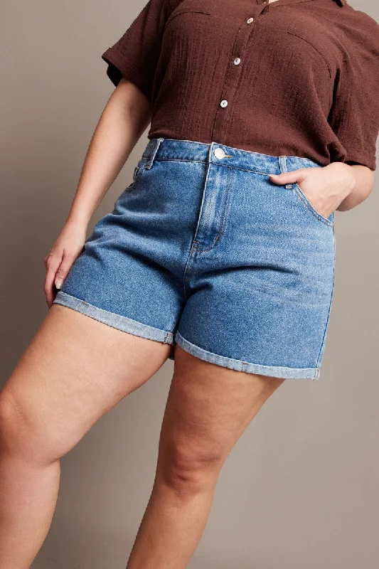 Women's Fitted ShortsDenim Mom Shorts High Rise