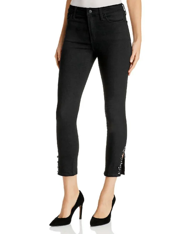 Women's SweatpantsThe Charlie Crystal Embellished Valentina Hem Crop Jeans In Black