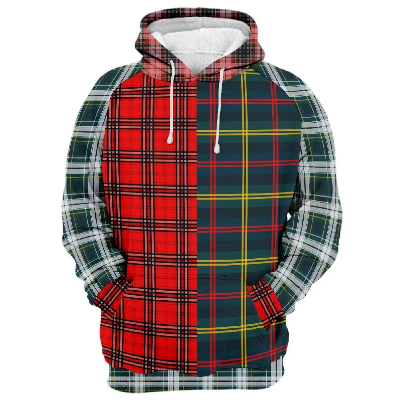 Women's Hooded Sweatshirts with Gradient LiningPlaid Combined Hoodie