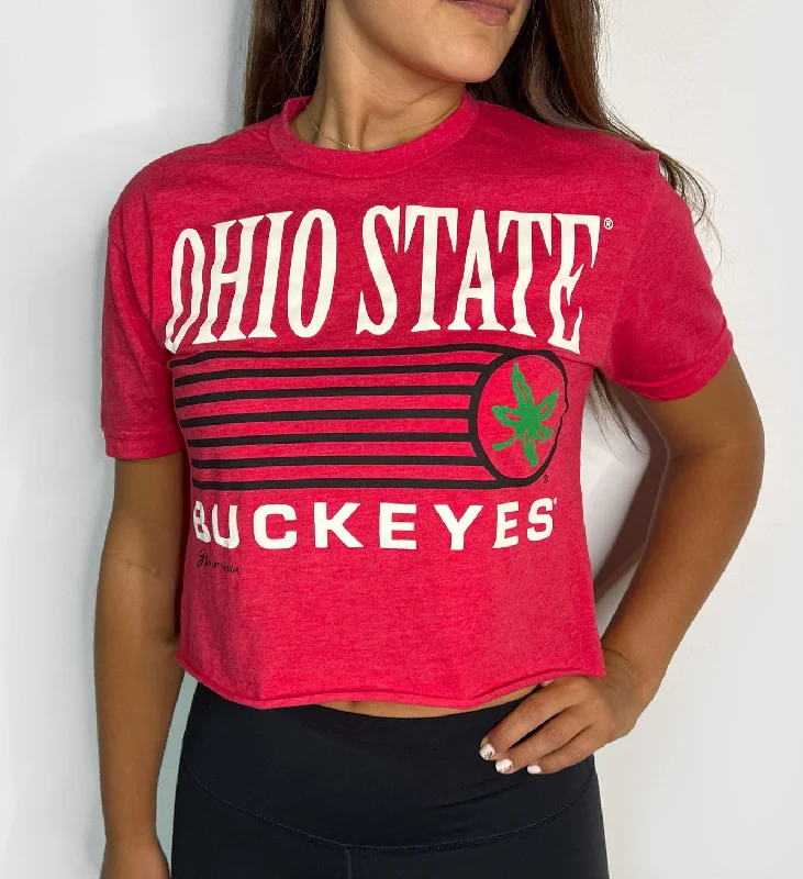 Women's Blouse with V-Shaped CollarOhio State Buckeyes Lines Crop