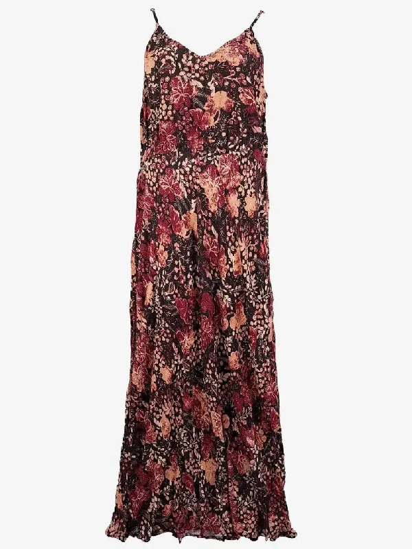 Women's U-Back DressesAuguste Raspberry Floral Spaghetti Strap Maxi Dress Size 16