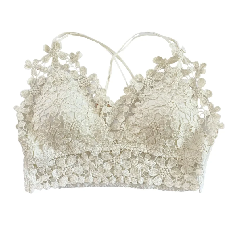 convertible halter-neck braPlus Size White Daisy Lace Bralette