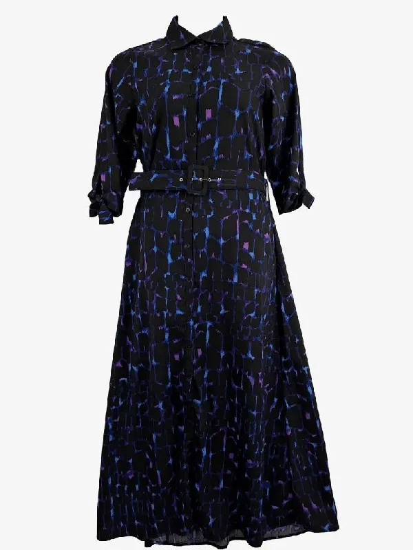 Women's Keyhole Collar DressesDancing Leopard Electric Blue Giraffe Print Maxi Dress Size 12