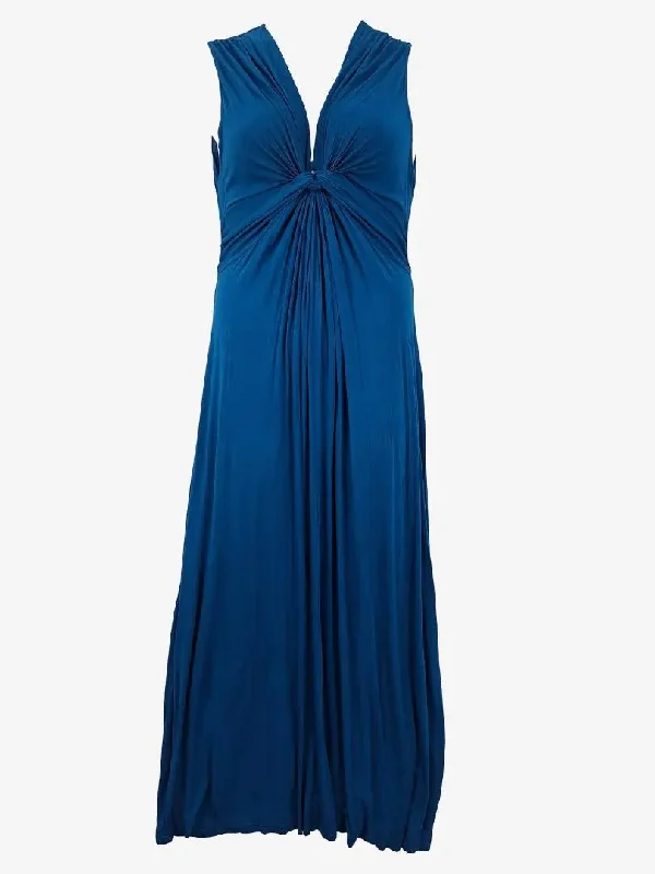 Women's Boat-Neck DressesTable Eight Aquamarine Twist Drape Maxi Dress Size L