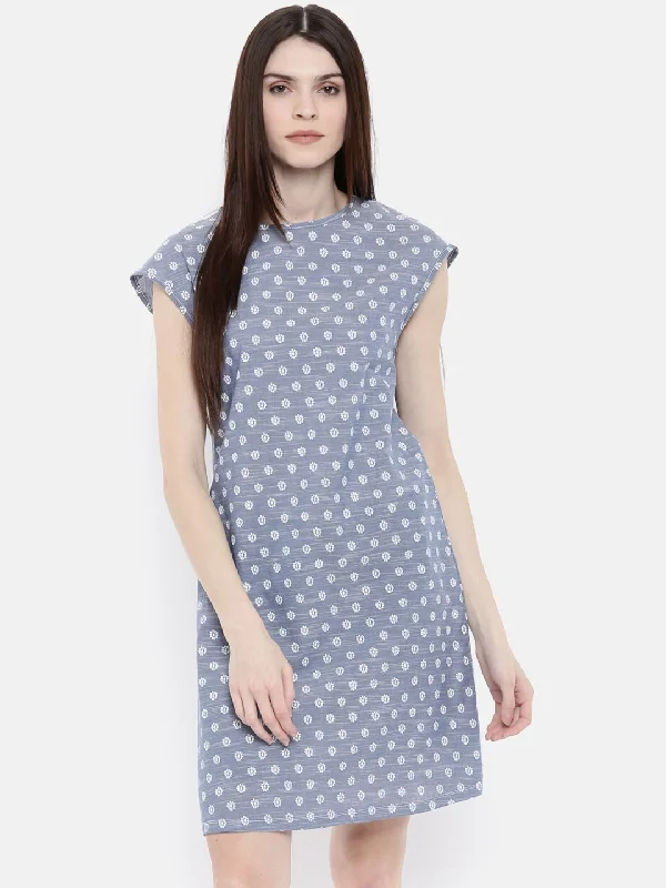 women's pajamas with drawstring waistThe Blue Printed WFH Sheath Dress