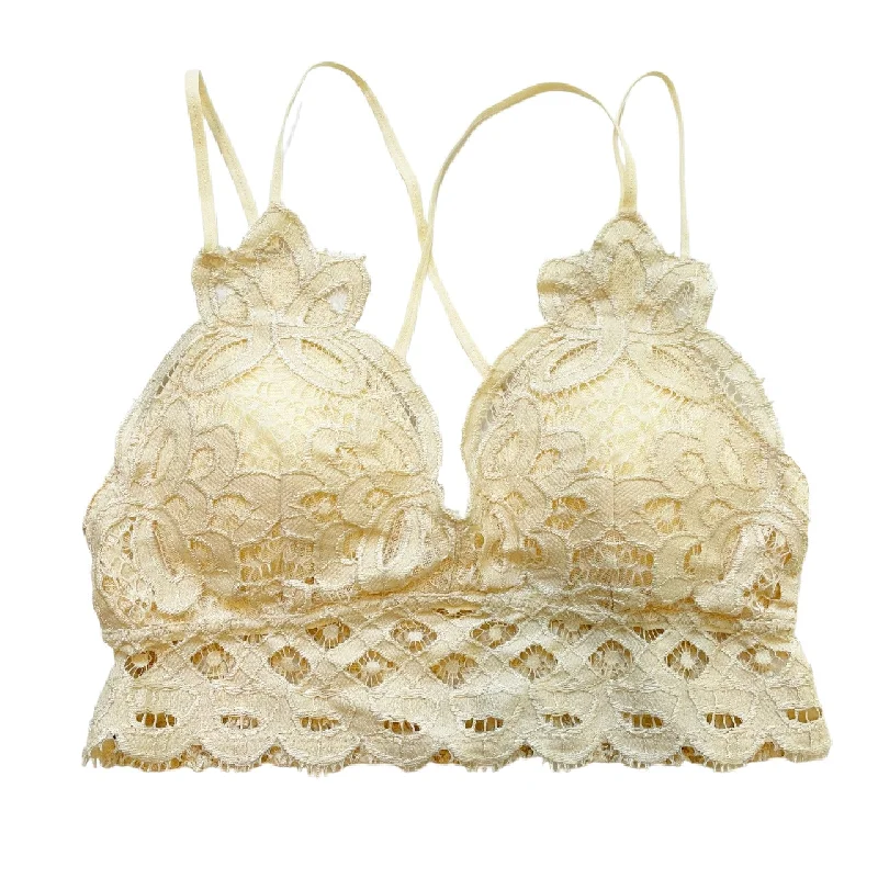 plus-size backless bra with clear strapsCream Crochet Bralette