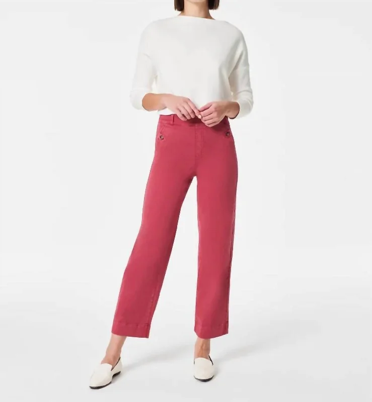 Women's Jodhpurs with Straight LegStretch Twill Cropped Wide Leg Pant In Wild Rose