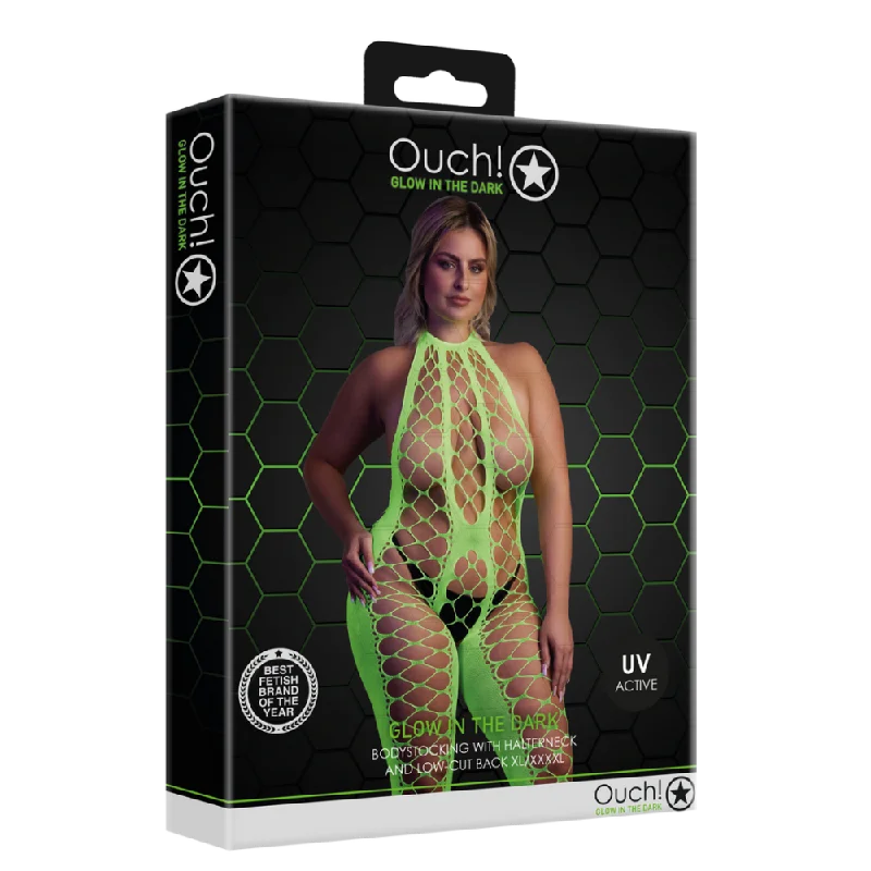 women's pajamas for those who seek ultimate relaxationBodystocking with Halterneck - Plus Size - Neon Green